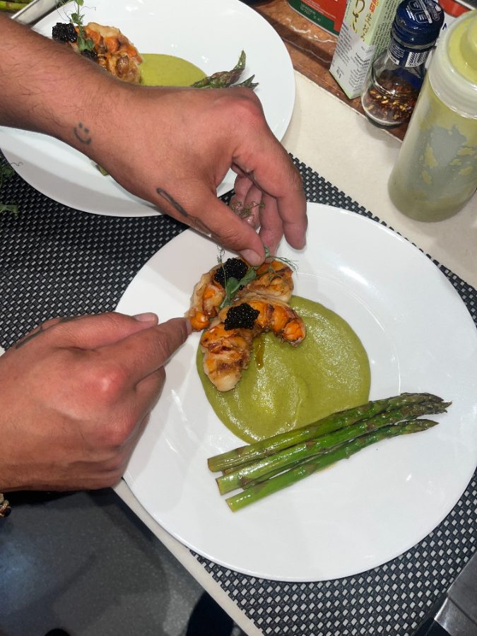 Langoustine plated for a private dinner in Camps Bay