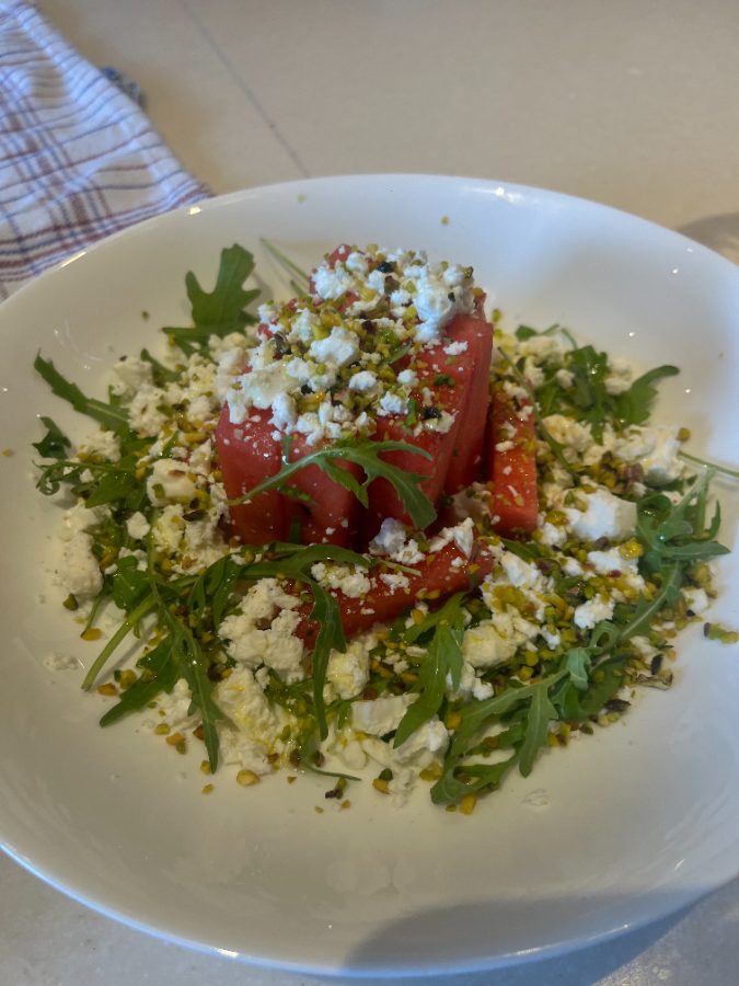 Watermelon and feta salad for a summer villa lunch